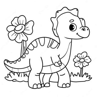 Sot Brontosaurus Med Blomster Fargeleggingsark 23634-21817