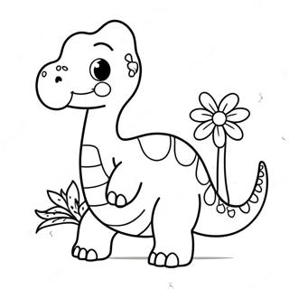 Sot Brontosaurus Med Blomster Fargeleggingsark 23634-21818