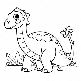 Sot Brontosaurus Med Blomster Fargeleggingsark 23634-21819