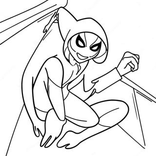 Spider Gwen Aksjonsposisjon Fargeleggingsark 24394-22416