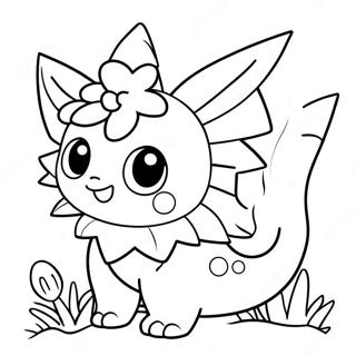 Sot Vaporeon Med Blomster Fargeleggingsark 26443-24214