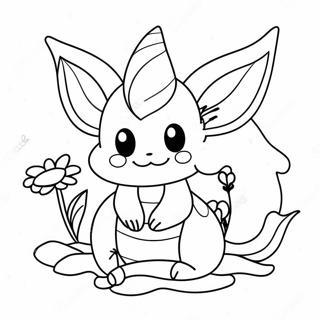 Sot Vaporeon Med Blomster Fargeleggingsark 26443-24216