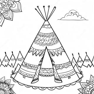 Fargerik Teepee Med Monstre Fargeleggingsark 27704-25205