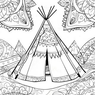 Fargerik Teepee Med Monstre Fargeleggingsark 27704-25206