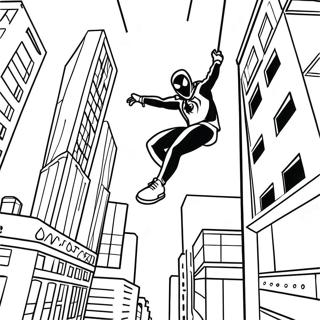 Miles Morales Svinger Gjennom Byen Fargeleggingsark 27764-25255