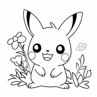 Sot Pikachu Med Blomster Fargeleggingsark 28697-25973