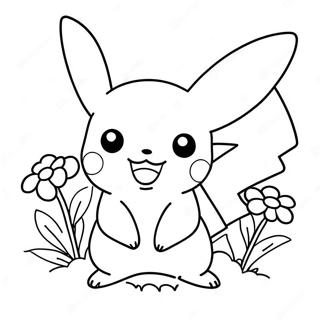 Sot Pikachu Med Blomster Fargeleggingsark 28697-25974