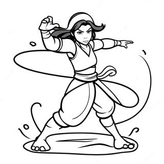 Korra I Hennes Vannbending Pose Fargeleggingsark 30569-27451