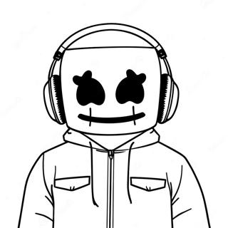 Dj Marshmello Med Fargerike Hodetelefoner Fargeleggingsark 30789-27625