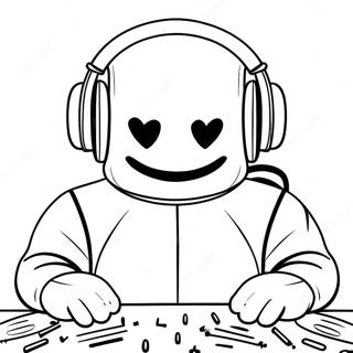 Dj Marshmello Med Fargerike Hodetelefoner Fargeleggingsark 30789-27627