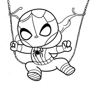 Chibi Spider Man Svingende Fargeleggingsark 36084-30102