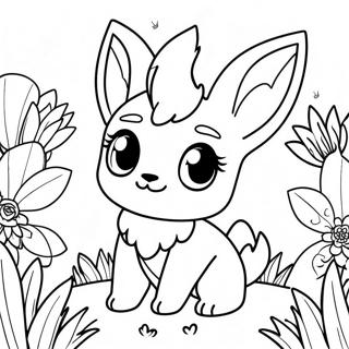 Sot Leafeon I En Blomstereng Fargeleggingsark 36094-30114