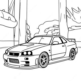 Nissan Skyline R34 Racing Action Fargeleggingsark 36966-30791