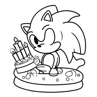 Sonic Med Bursdagskake Fargeleggingsark 37667-31341