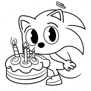 Sonic Med Bursdagskake Fargeleggingsark 37667-31342