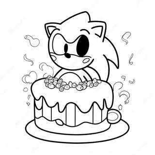 Sonic Med Bursdagskake Fargeleggingsark 37667-31344