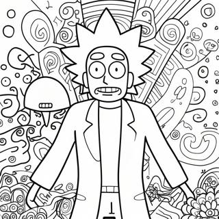 Rick Sanchez Med Psykedeliske Monstre Fargeleggingsark 40138-33300