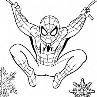 Spider Man Svinger Gjennom Snofnugg Fargeleggingsark 40729-33738