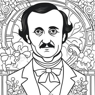 Mysteros Edgar Allan Poe Portrett Fargeleggingsark 40949-33904