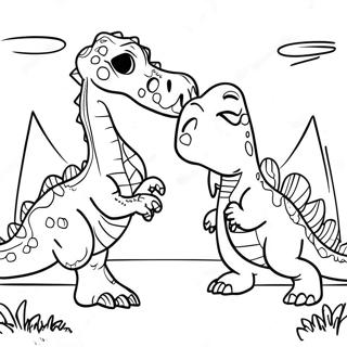 Fargeleggingsark Med Spinosaurus Vs T Rex Episk Kamp 41649-34558