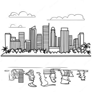 Fargerik Miami Skyline Fargeleggingsark 41900-34758