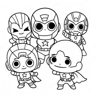 Søte Chibi Avengers Fargeleggingsark