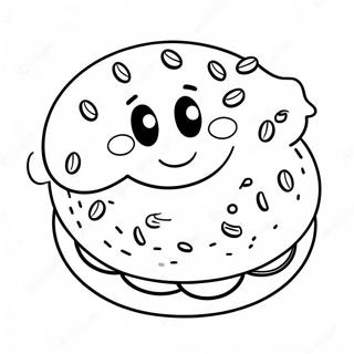 Sot Bagel Med Smilende Ansikt Fargeleggingsark 43583-36265