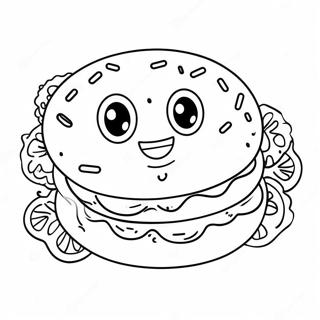 Sot Bagel Med Smilende Ansikt Fargeleggingsark 43583-36268