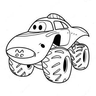 Fargeleggingsark Med Fryktinngytende Hai Monster Truck 4582-3685