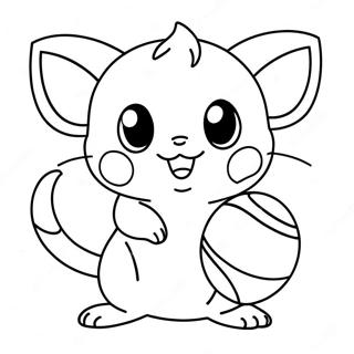 Sot Raichu Som Leker Med Ball Fargeleggingsark 4872-3919