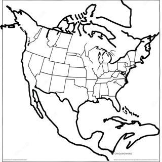 Nord Amerika Kart Fargeleggingsark 48804-40548