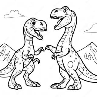 T Rex Vs Velociraptor Kamp Fargeleggingsark 49805-41550