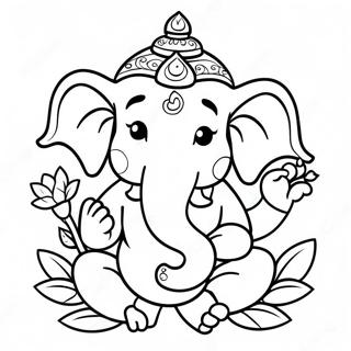 Sot Ganesha Med Blomster Fargeleggingsark 49815-41553