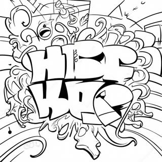 Fargerik Hip Hop Graffiti Vegg Fargeleggingsark 50195-41860