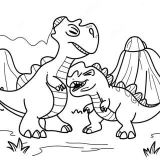 T Rex Vs Triceratops Kamp Fargeleggingsark 50365-41996