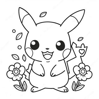 Sot Jente Pikachu Med Blomster Fargeleggingsark 52186-43430