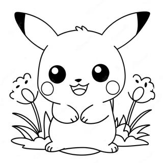 Sot Jente Pikachu Med Blomster Fargeleggingsark 52186-43431