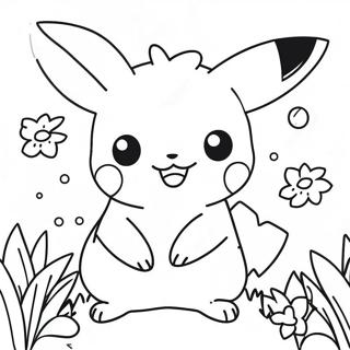 Sot Jente Pikachu Med Blomster Fargeleggingsark 52186-43432