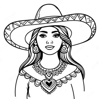 Mexicansk Jente Med Sombrero Fargeleggingsark 53117-44165