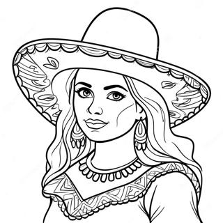 Mexicansk Jente Med Sombrero Fargeleggingsark 53117-44167