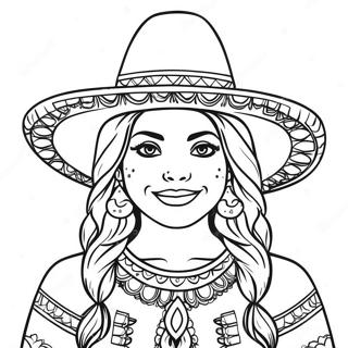 Mexicansk Jente Med Sombrero Fargeleggingsark 53117-44168