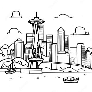 Seattle Skyline Fargeleggingsark 53528-44478