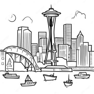 Seattle Skyline Fargeleggingsark 53528-44623