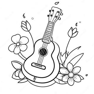 Sot Ukulele Med Blomster Fargeleggingsark 53689-44747