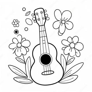 Sot Ukulele Med Blomster Fargeleggingsark 53689-44748