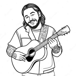 Post Malone Med Gitar Fargeleggingsark 53839-44881