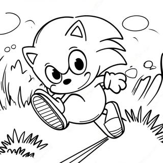 Sonic The Hedgehog Som Suser Gjennom Green Hill Zone Fargeleggingsark 5383-4309