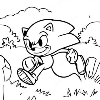 Sonic The Hedgehog Som Suser Gjennom Green Hill Zone Fargeleggingsark 5383-4312