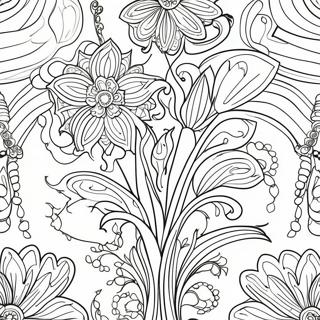 Art Nouveau Blomsterdesign Fargeleggingsark 53938-44954