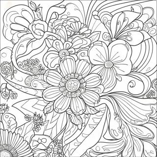 Art Nouveau Blomsterdesign Fargeleggingsark 53938-44955